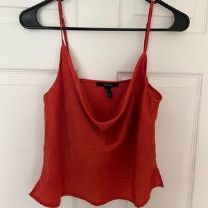 Burnt orange forever 21 shiny cowl tank